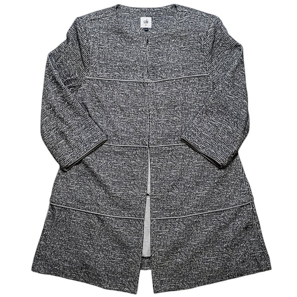Cabi The Times Jacket Black White Tweed Open Front Cardigan Coat Women’s Medium - Picture 10 of 10